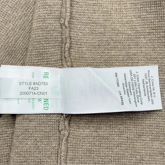 J. Crew Ella Open Front Long Sweater Blazer Sz L Merino Wool Tan Khaki AD753 - Picture 9 of 9